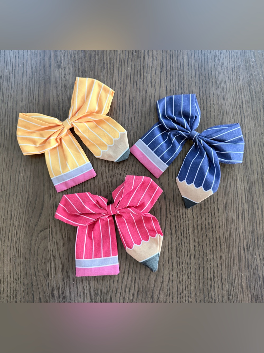 BRAND NEW Kids Pencil Bow Hair Clips - Red, Yellow, Blue